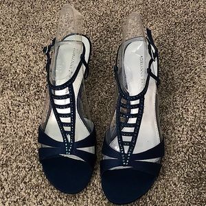 Adrianna Papell Navy Satin Heels